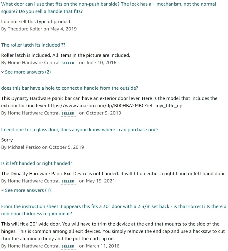FAQs for Dynasty Hardware Push Bar Panic Exit Device Buyers