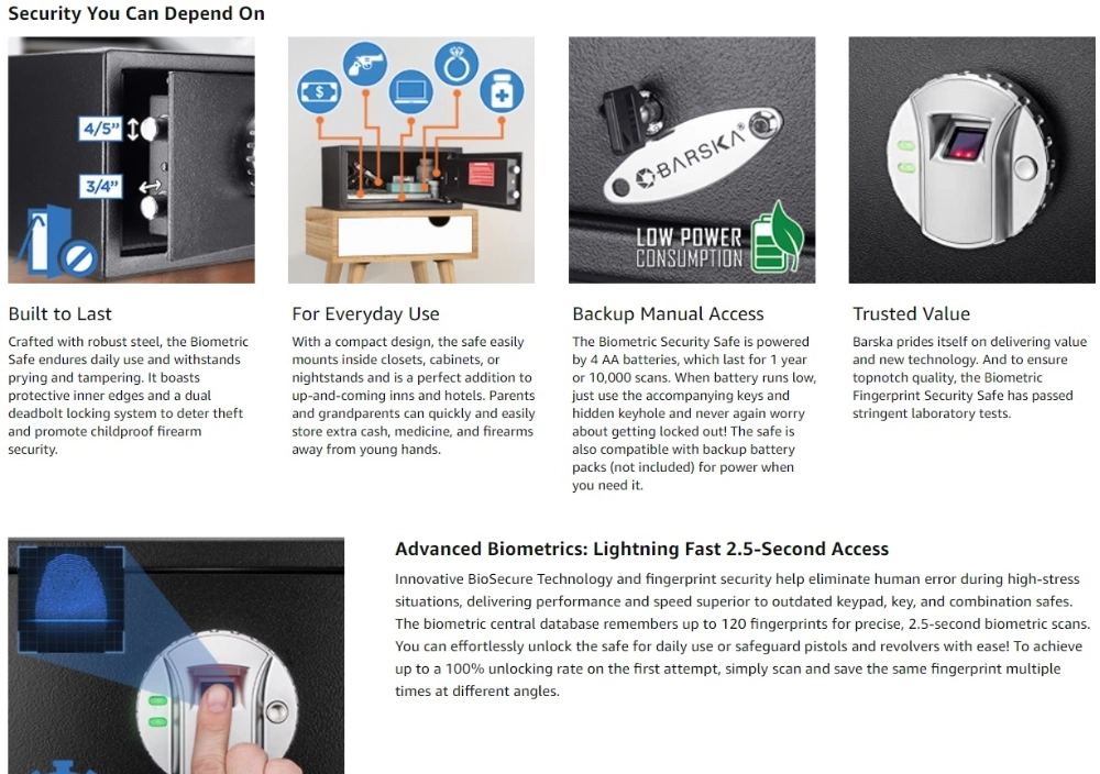 BARSKA Biometric Safe Pros and Cons