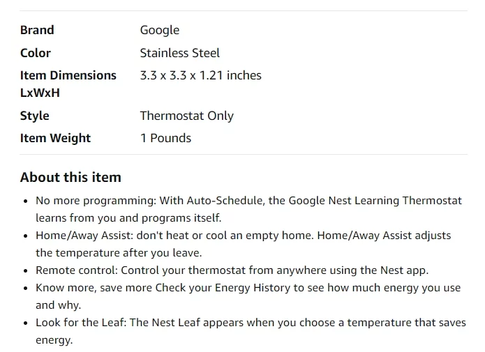 Google Nest Product Features