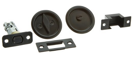 Kwikset 335 Round Bed:Bath Pocket Door Lock In Venetian Bronze